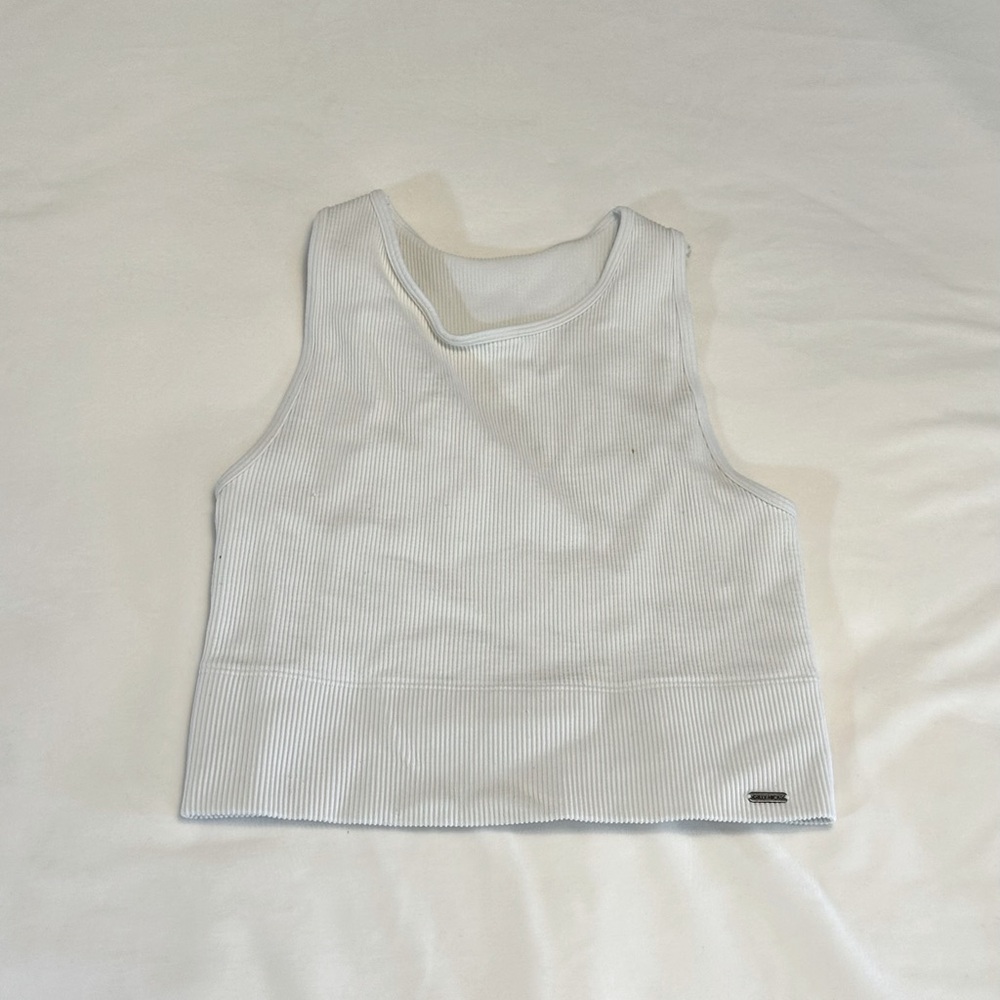 Hollister White Ribbed Tank Top